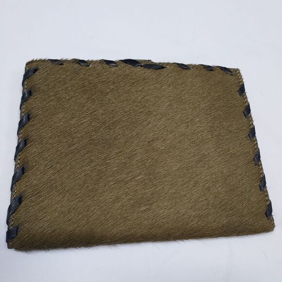 Harold Powell Olive Calf Hair and Leather Passport Holder - Picture 2 of 7